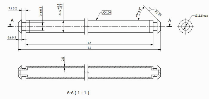 Full Hollow axle with close end Drawing Full Hollow axle with close end Drawing