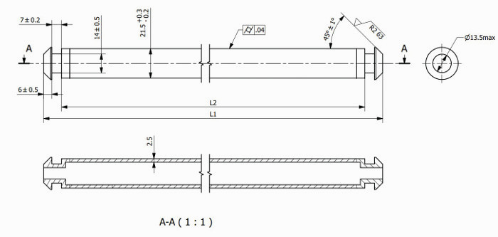 Full Hollow axle with open end Drawing Full Hollow axle with open end Drawing